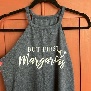 Blue/Grey Tank “But First Margaritas” Size M